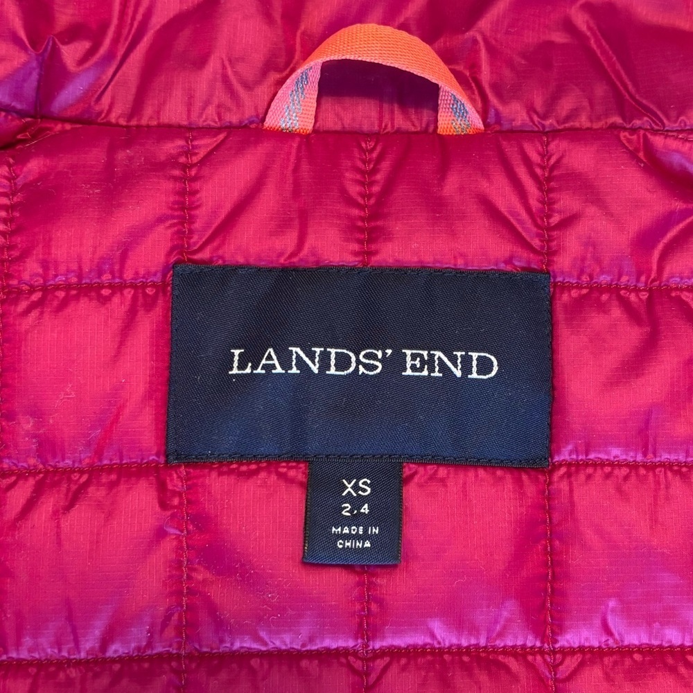 Land’s End Lightweight Puffer Vest Fuchsia Pink Orange Outdoor Hiking Running XS - Picture 3 of 7